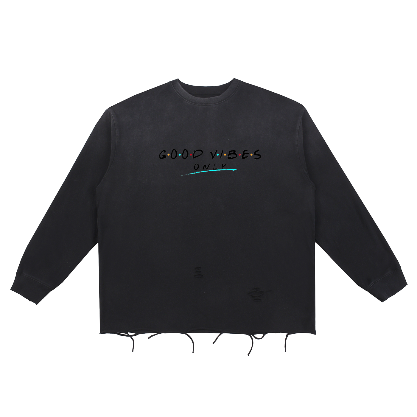 Snow Wash Raw Edge Cotton T-Shirt