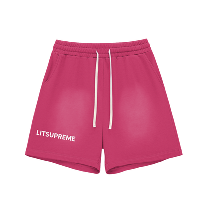 Sun Fade Raw Edge Cotton Shorts
