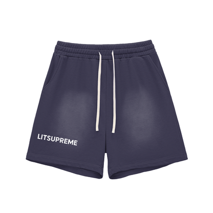 Sun Fade Raw Edge Cotton Shorts