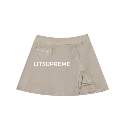 High-Waist Pocketed A-Line Skirt