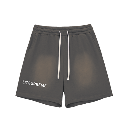 Sun Fade Raw Edge Cotton Shorts
