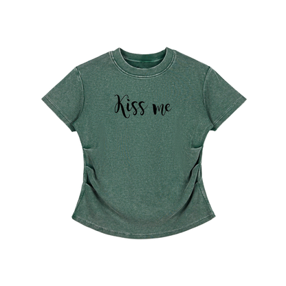 Vintage Washed Bodycon Cotton T-Shirt