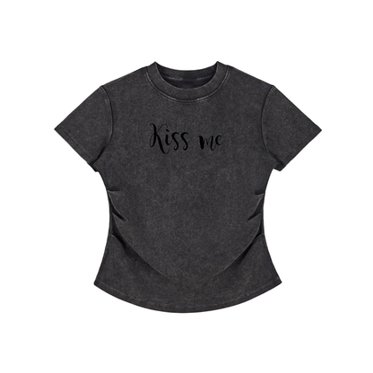 Vintage Washed Bodycon Cotton T-Shirt