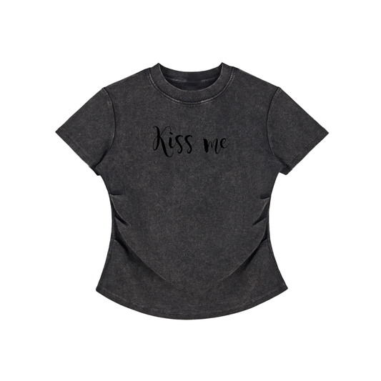 Vintage Washed Bodycon Cotton T-Shirt