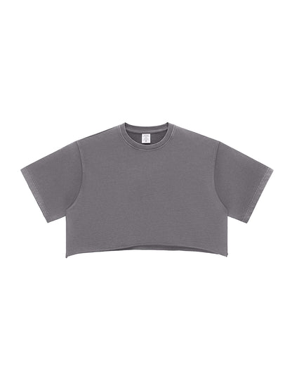 Snow Washed Raw Edge Crop Top