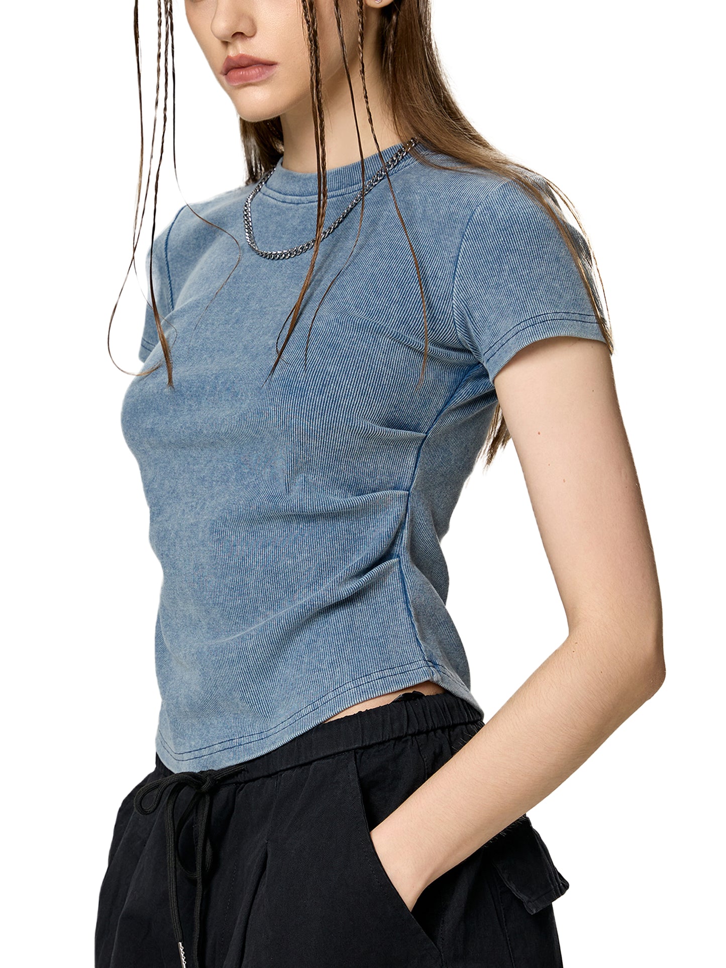 Vintage Washed Bodycon Cotton T-Shirt